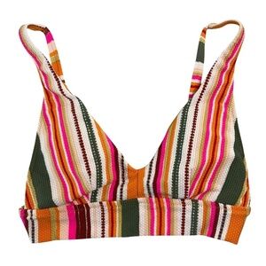 AERIE Bikini Top (just TOP) with Striped Pattern Adjustable straps Size XS -NWT